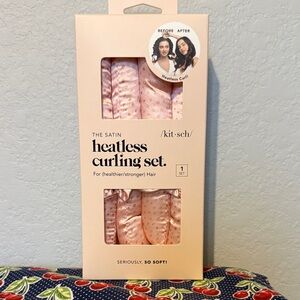 Kitsch Satin Heatless Curling Set - Soft Pink